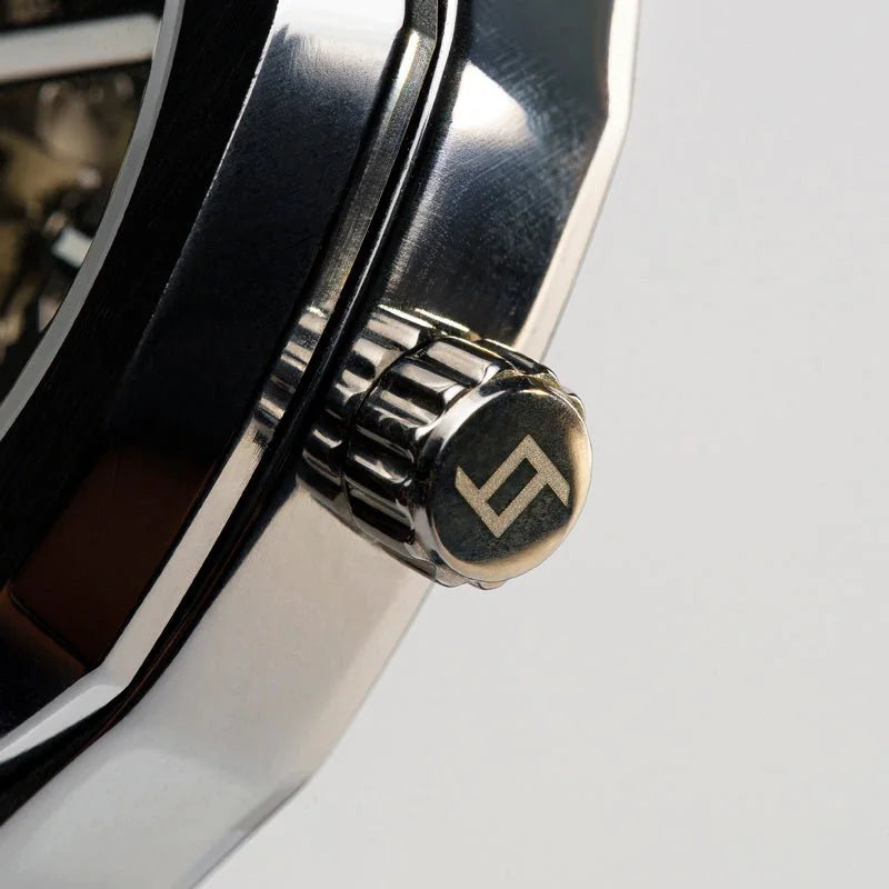 Relógio automático masculino CURTT Visionaire Silver (prata) — design próprio, edição 001/100
